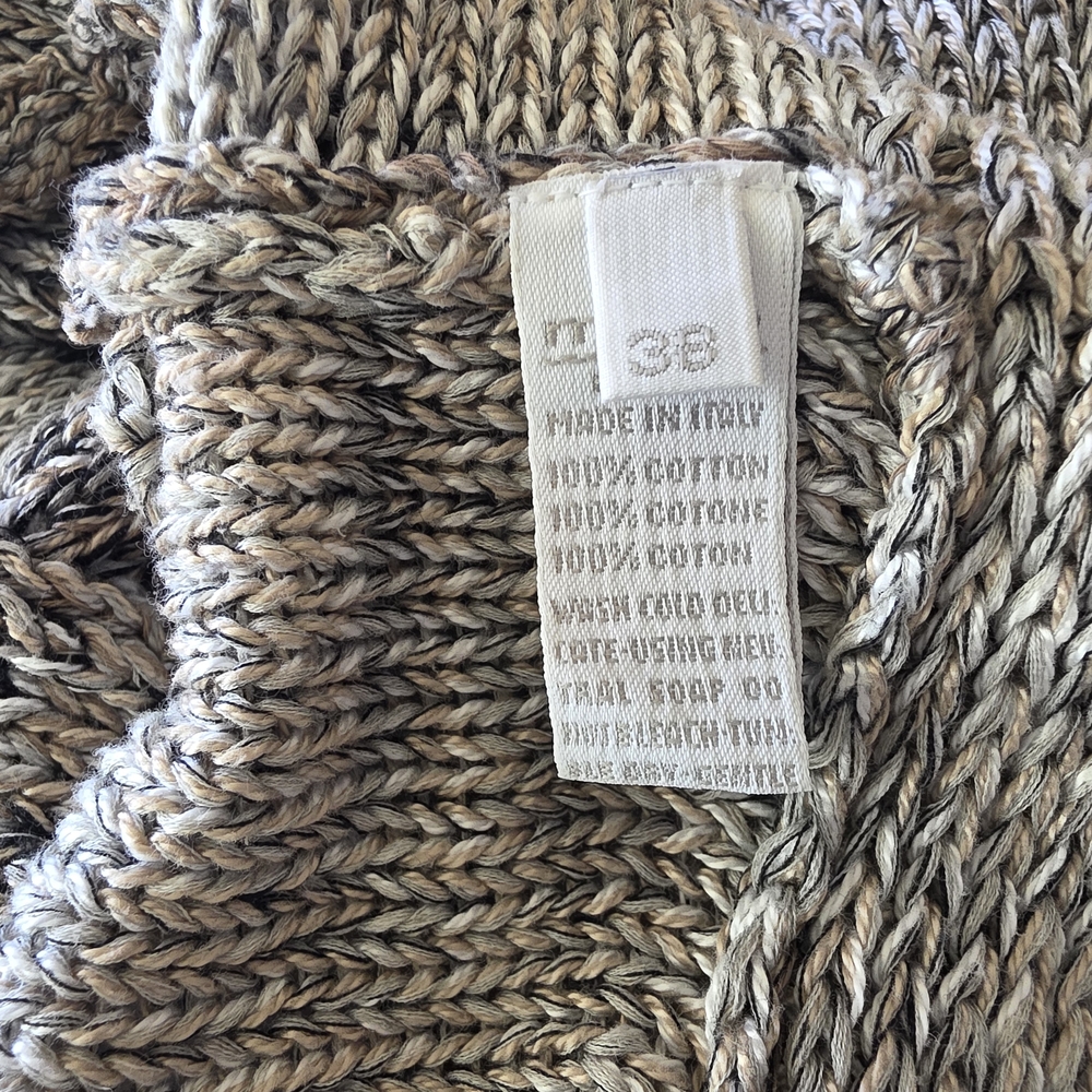 Made In italy Cozy Marled Gray Cropped Shawl-Collar Women’s Sweater- 100% Cotton - Picture 3 of 6